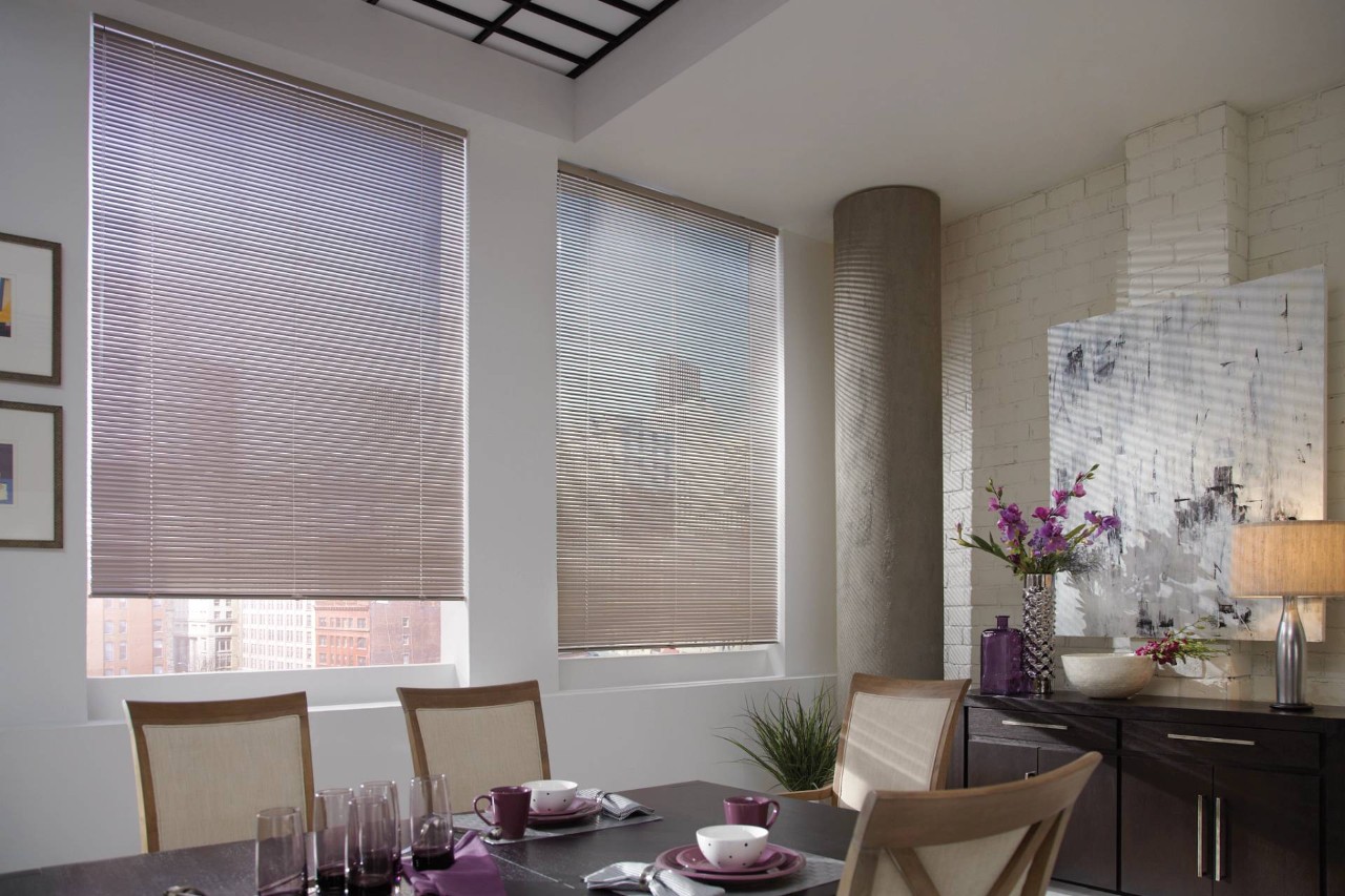 Hunter Douglas blinds in a dining room near Bellevue, WA